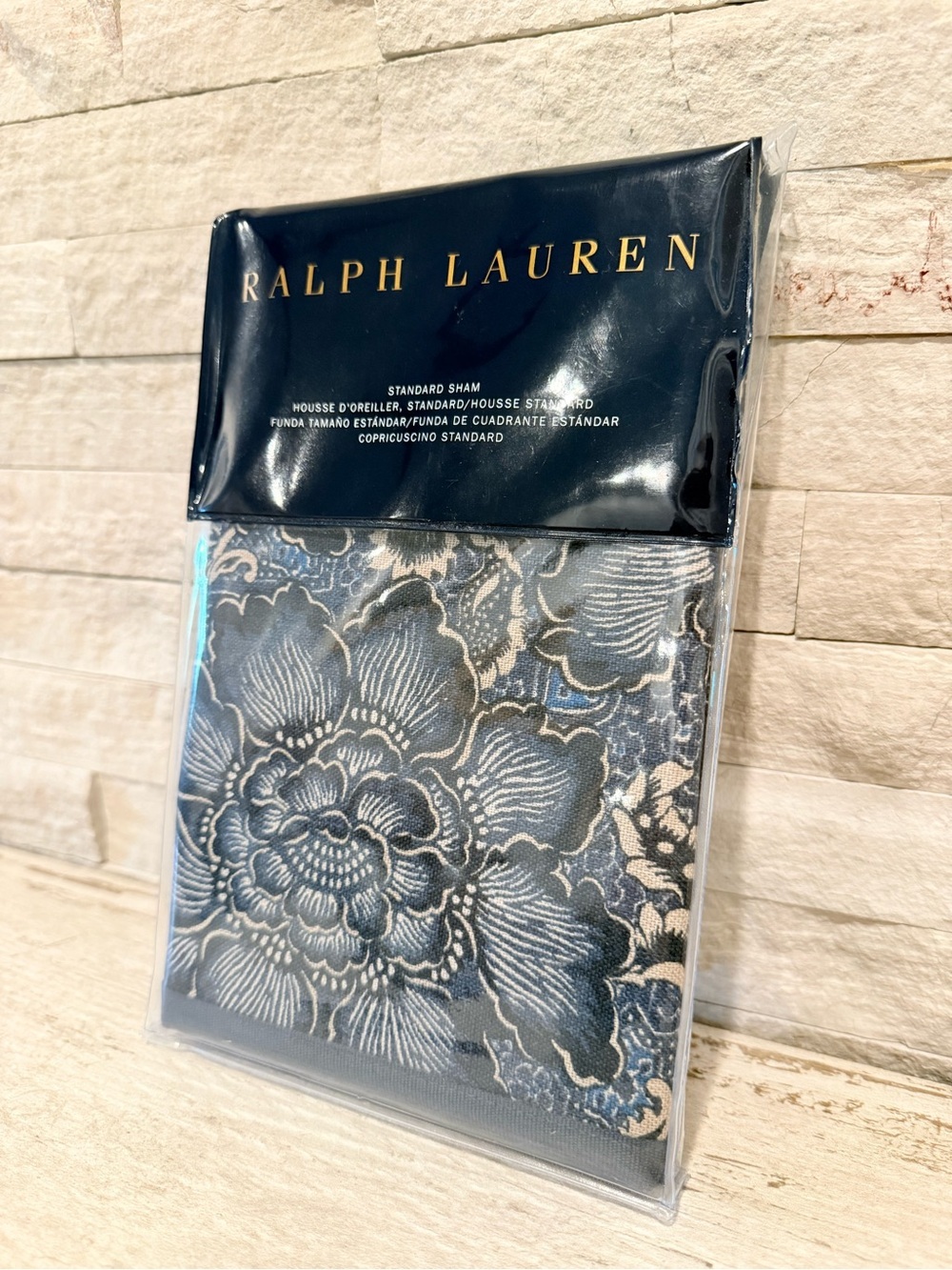 RALPH LAUREN KEATON DEEP INDIGO BLUE FLORAL COTTON STANDARD PILLOW SHAM $145 NWT - Picture 6 of 10